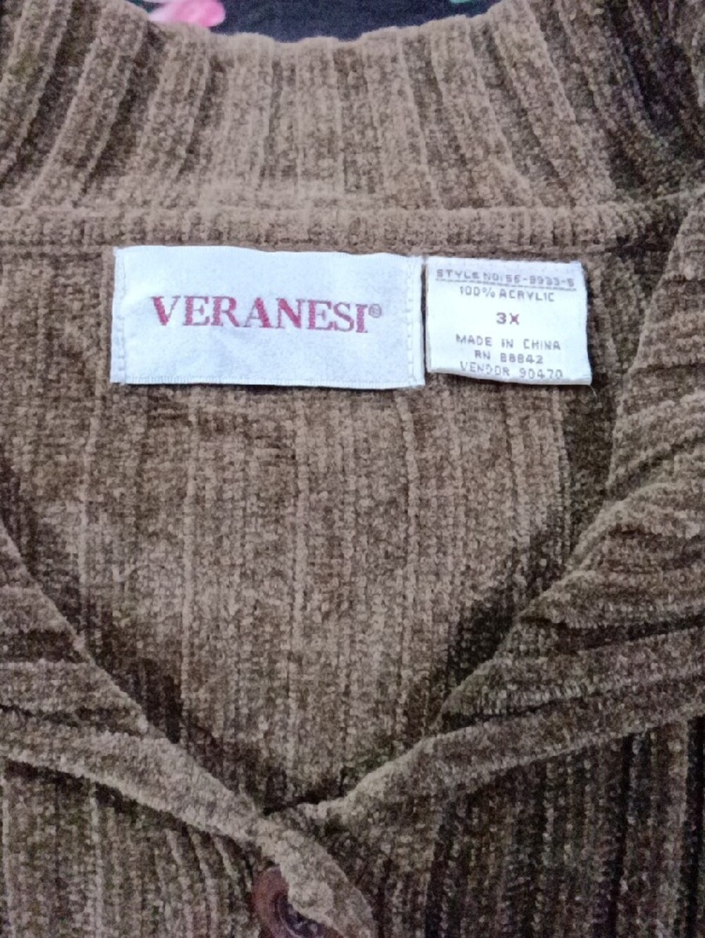 Veranesi Brown Ribbed Button-Front Cardigan - Picture 2 of 4